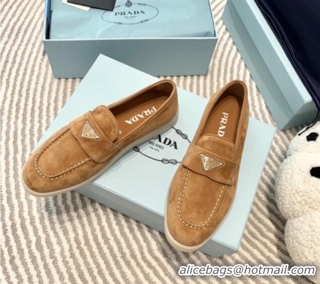 Grade Prada Suede Loafers Camel Brown 1D222N 612112