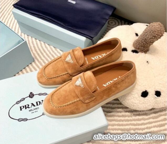 Grade Prada Suede Loafers Camel Brown 1D222N 612112