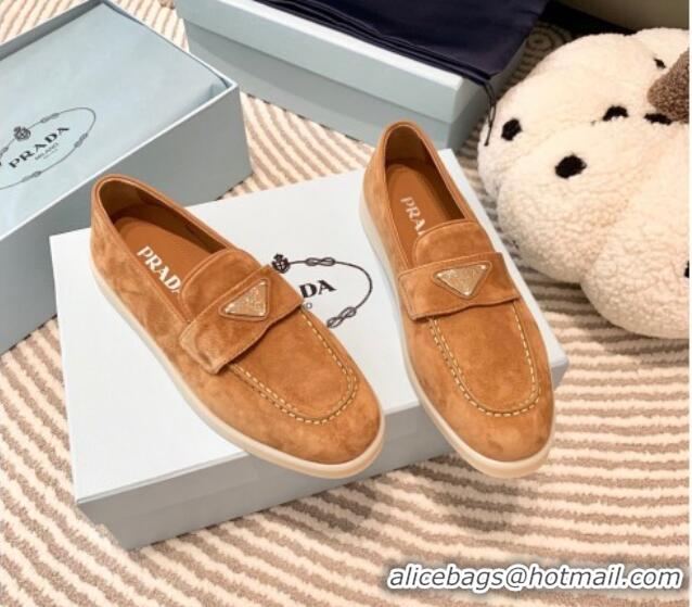 Grade Prada Suede Loafers Camel Brown 1D222N 612112