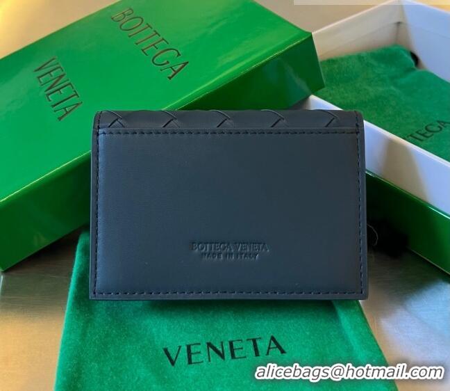 Super Quality Bottega Veneta Intrecciato Leather Business Card Case Wallet 605720 Dark Blue 2023