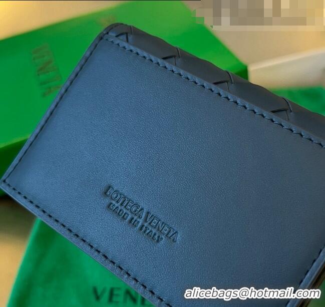 Super Quality Bottega Veneta Intrecciato Leather Business Card Case Wallet 605720 Dark Blue 2023