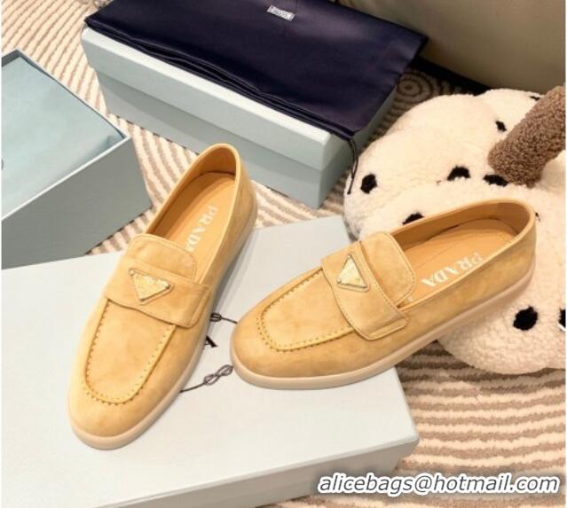 Discount Prada Suede Loafers Apricot 1D222N 612113