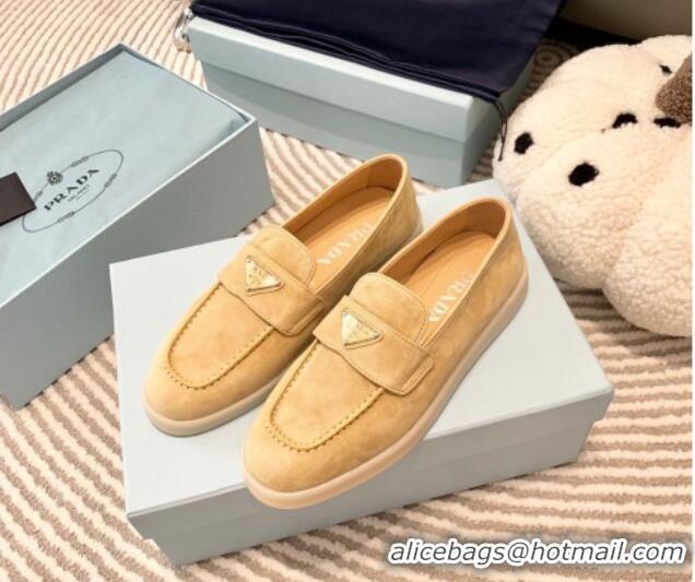 Discount Prada Suede Loafers Apricot 1D222N 612113