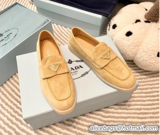 Discount Prada Suede Loafers Apricot 1D222N 612113