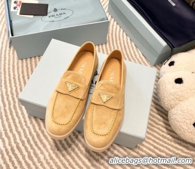 Discount Prada Suede Loafers Apricot 1D222N 612113