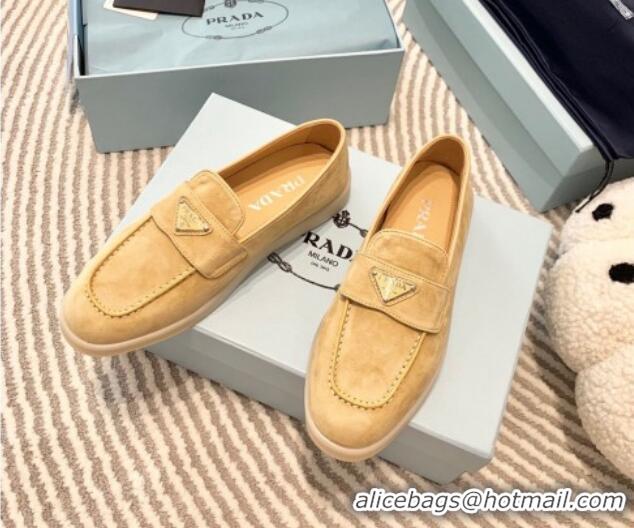 Discount Prada Suede Loafers Apricot 1D222N 612113