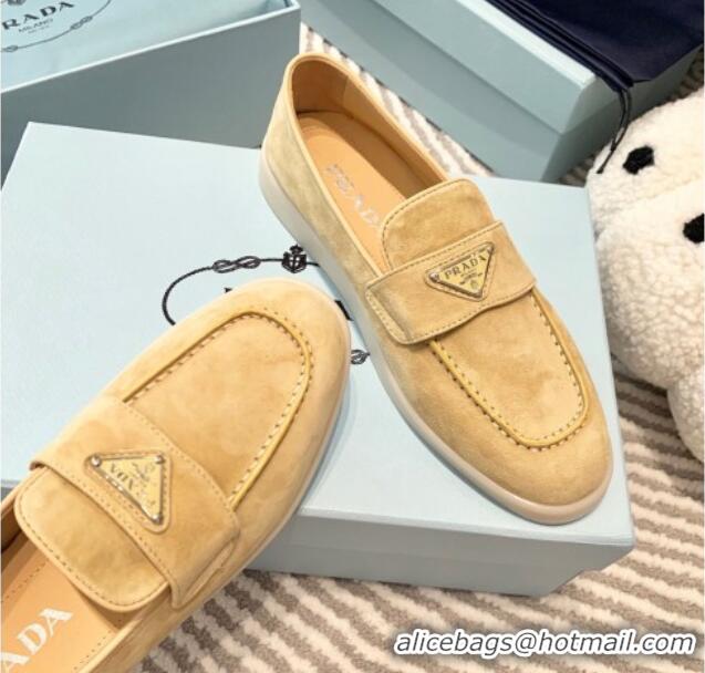 Discount Prada Suede Loafers Apricot 1D222N 612113