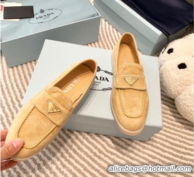 Discount Prada Suede Loafers Apricot 1D222N 612113