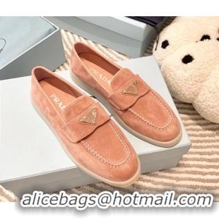 Sumptuous Prada Suede Loafers peachy Pink 1D222N 612114