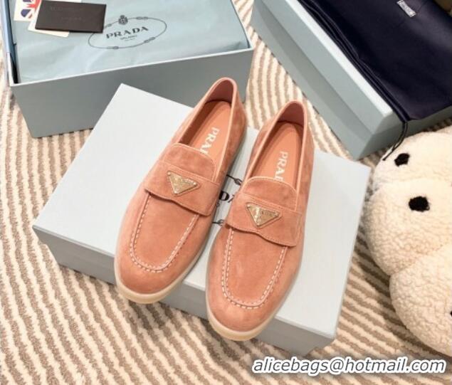 Sumptuous Prada Suede Loafers peachy Pink 1D222N 612114