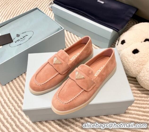 Sumptuous Prada Suede Loafers peachy Pink 1D222N 612114