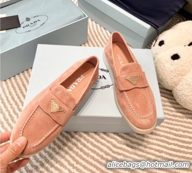 Sumptuous Prada Suede Loafers peachy Pink 1D222N 612114