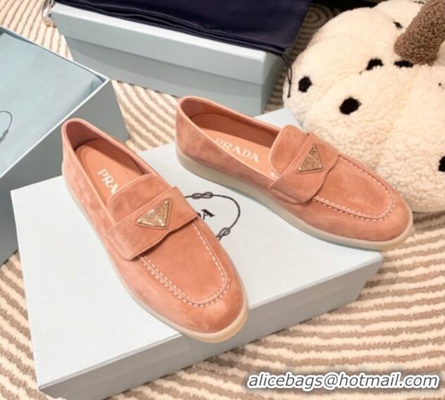 Sumptuous Prada Suede Loafers peachy Pink 1D222N 612114