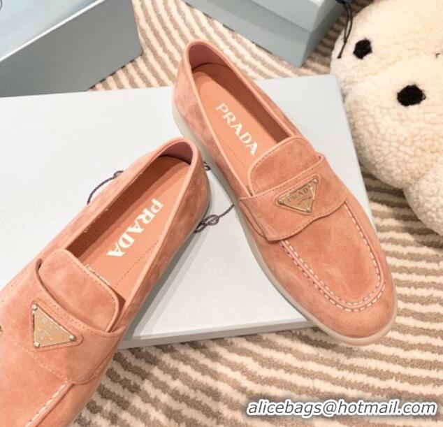 Sumptuous Prada Suede Loafers peachy Pink 1D222N 612114