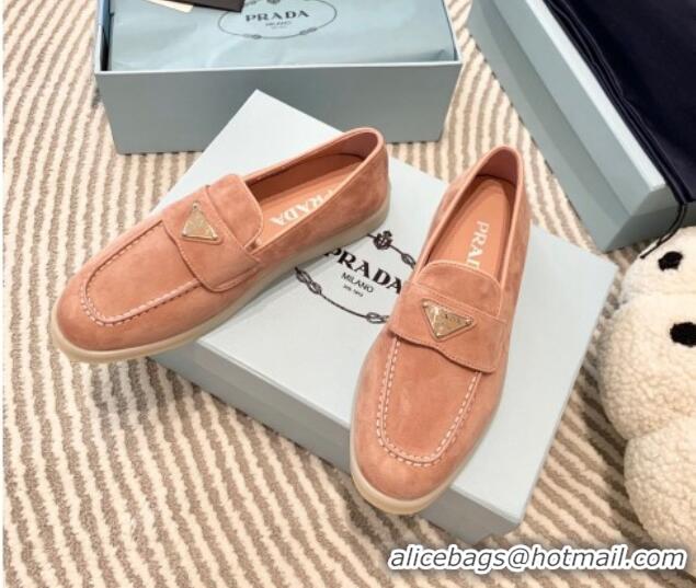 Sumptuous Prada Suede Loafers peachy Pink 1D222N 612114