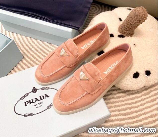 Sumptuous Prada Suede Loafers peachy Pink 1D222N 612114