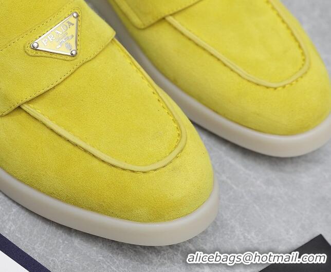 Top Design Prada Suede Loafers Yellow 1D222N 612116