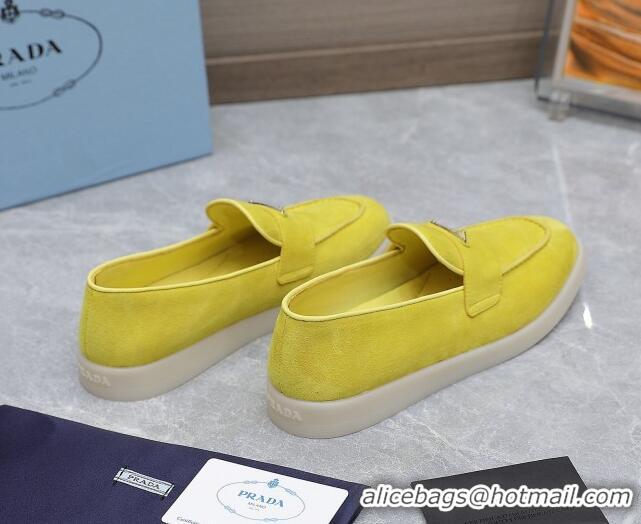 Top Design Prada Suede Loafers Yellow 1D222N 612116