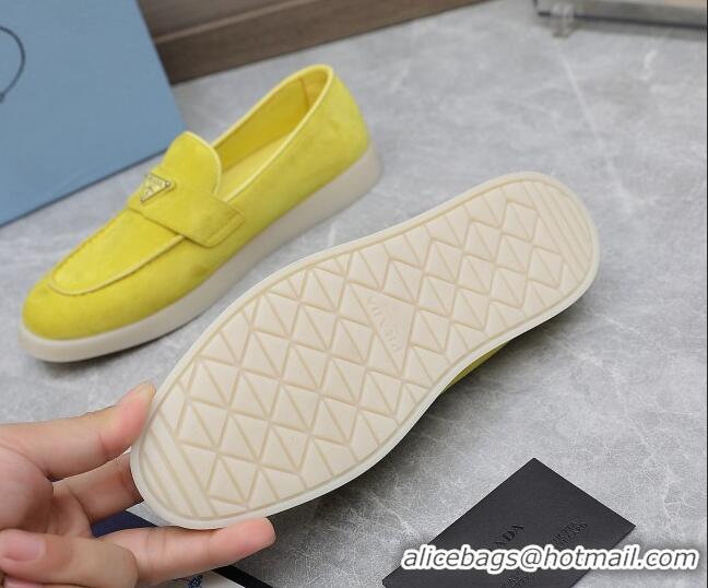 Top Design Prada Suede Loafers Yellow 1D222N 612116