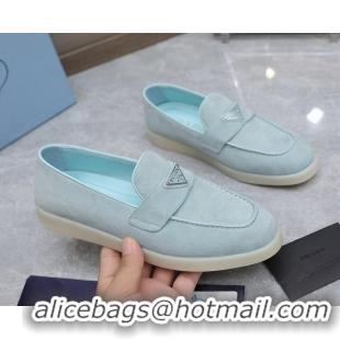 Purchase Prada Suede Loafers Light Blue 1D222N 612117