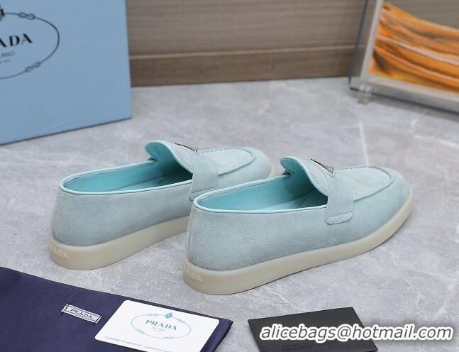 Purchase Prada Suede Loafers Light Blue 1D222N 612117