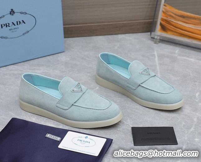 Purchase Prada Suede Loafers Light Blue 1D222N 612117