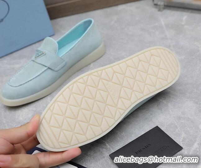 Purchase Prada Suede Loafers Light Blue 1D222N 612117