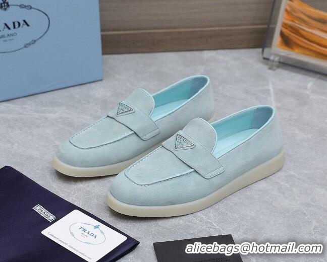 Purchase Prada Suede Loafers Light Blue 1D222N 612117