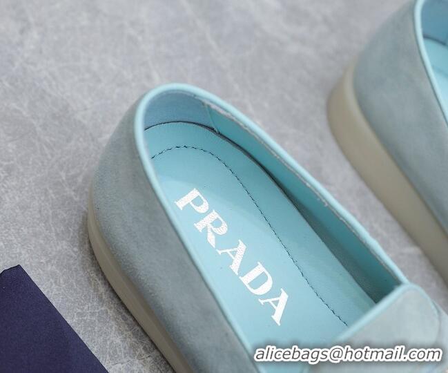 Purchase Prada Suede Loafers Light Blue 1D222N 612117