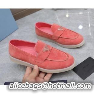 Stylish Prada Suede Loafers Pink 1D222N 612119