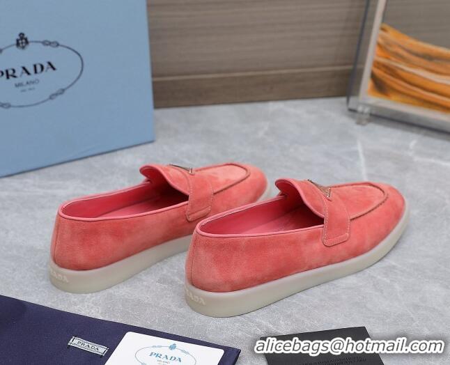 Stylish Prada Suede Loafers Pink 1D222N 612119