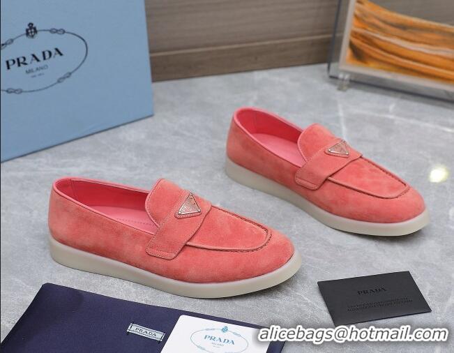 Stylish Prada Suede Loafers Pink 1D222N 612119