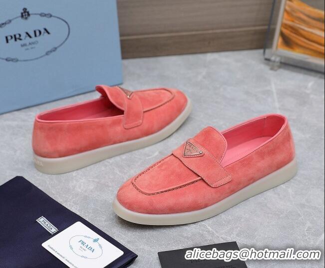 Stylish Prada Suede Loafers Pink 1D222N 612119