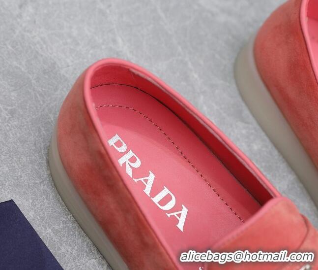 Stylish Prada Suede Loafers Pink 1D222N 612119