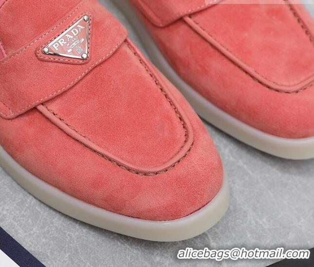 Stylish Prada Suede Loafers Pink 1D222N 612119