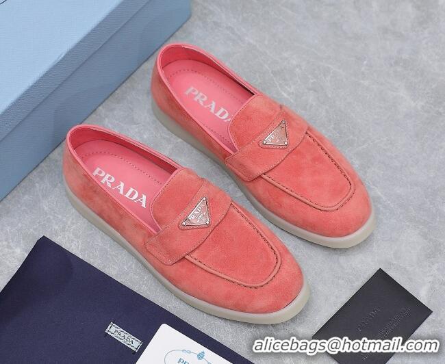 Stylish Prada Suede Loafers Pink 1D222N 612119