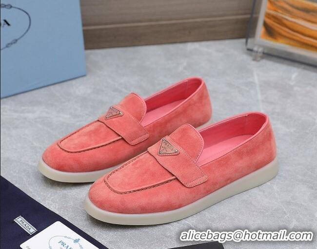 Stylish Prada Suede Loafers Pink 1D222N 612119