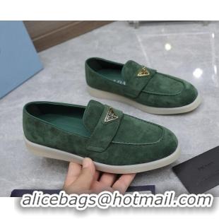 Hot Style Prada Suede Loafers Dark Green 1D222N 612121