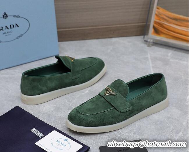 Hot Style Prada Suede Loafers Dark Green 1D222N 612121