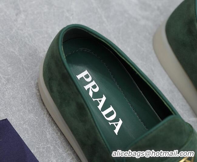 Hot Style Prada Suede Loafers Dark Green 1D222N 612121