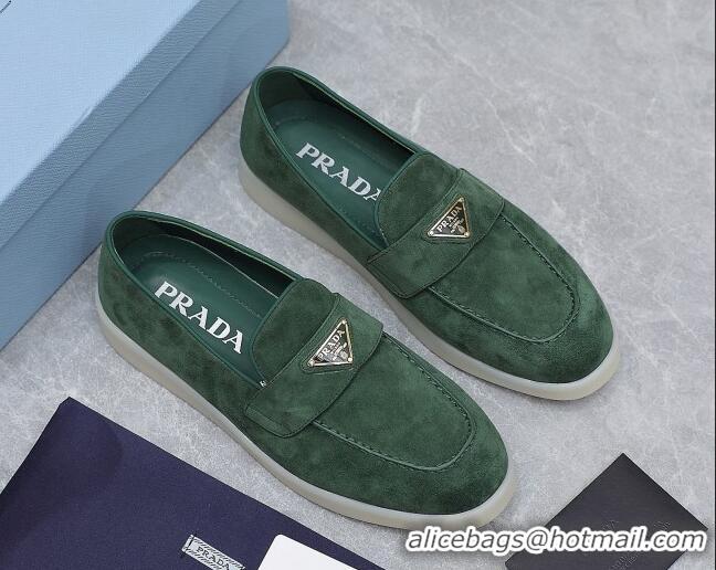 Hot Style Prada Suede Loafers Dark Green 1D222N 612121