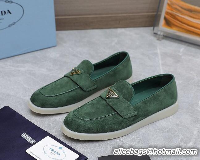 Hot Style Prada Suede Loafers Dark Green 1D222N 612121