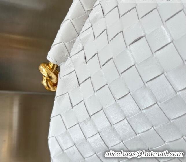 Famous Brand Bottega Veneta Medium Solstice Shoulder Bag in Intrecciato Leather 740990 White 2023