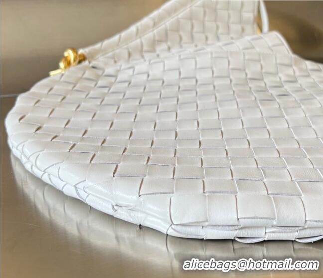 Famous Brand Bottega Veneta Medium Solstice Shoulder Bag in Intrecciato Leather 740990 White 2023