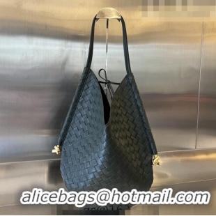 Good Quality Bottega Veneta Medium Solstice Shoulder Bag in Intrecciato Leather 740990 Dark Green 2023