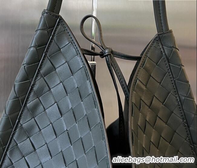 Good Quality Bottega Veneta Medium Solstice Shoulder Bag in Intrecciato Leather 740990 Dark Green 2023