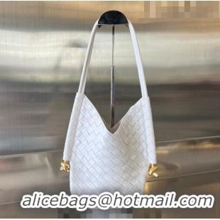 Popular Style Bottega Veneta Small Solstice Shoulder Bag in Intrecciato Leather 740898 White 2023