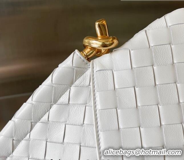 Popular Style Bottega Veneta Small Solstice Shoulder Bag in Intrecciato Leather 740898 White 2023