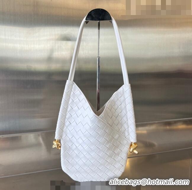 Popular Style Bottega Veneta Small Solstice Shoulder Bag in Intrecciato Leather 740898 White 2023