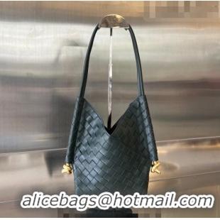 Lower Price Bottega Veneta Small Solstice Shoulder Bag in Intrecciato Leather 740898 Dark Green 2023